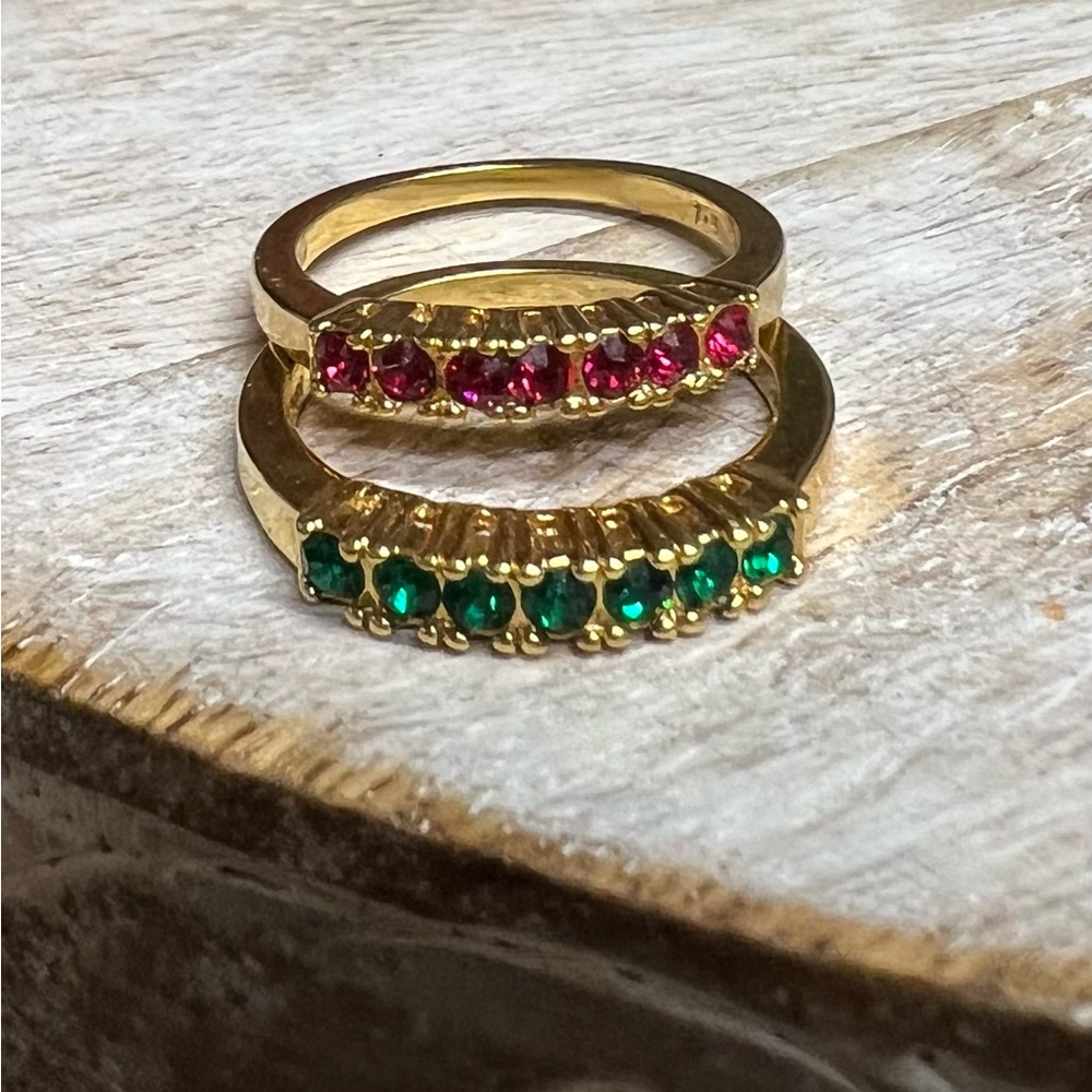 Elegant Gold-tone and Rhinestone Women's Ring Set